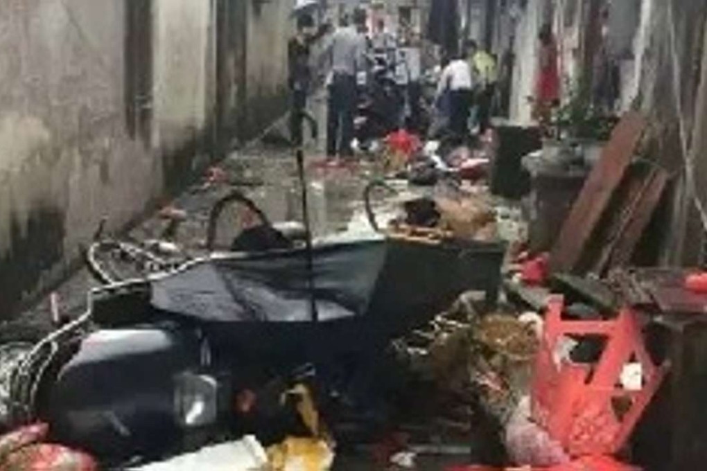 The tornado left behind a trail of debris after blowing off the roofs of 300 properties in the city of Shantou in Guangdong province on Sunday. Photo: Southcn.com