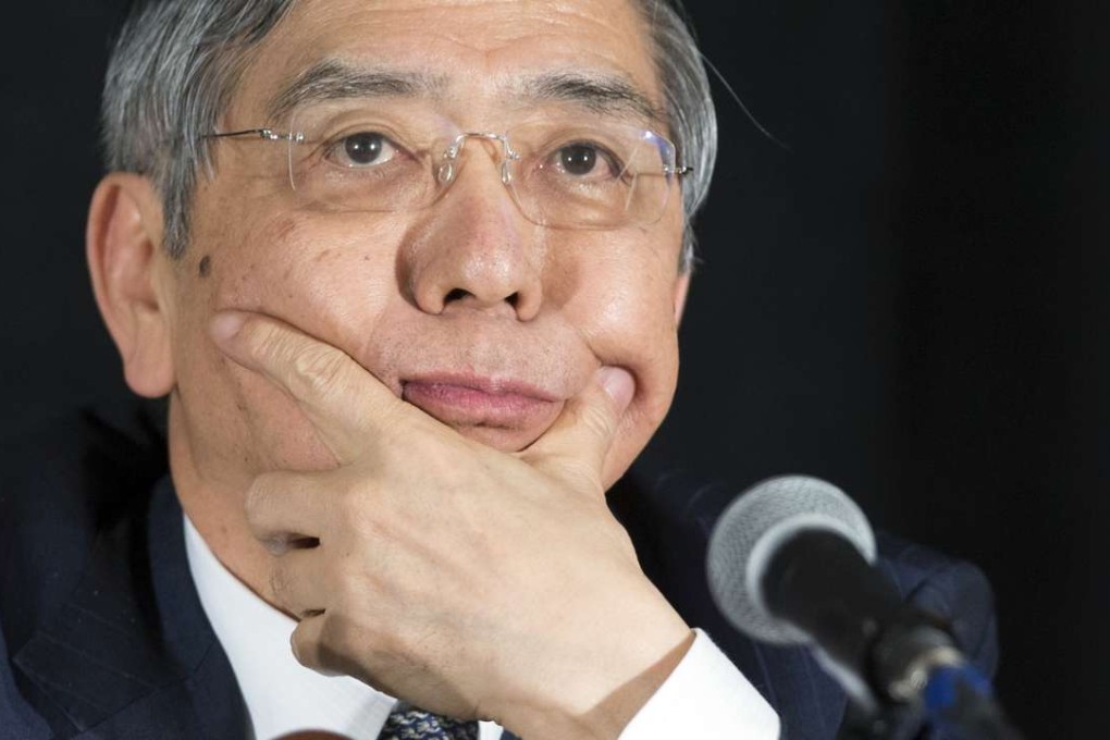 Bank of Japan Govenor Haruhiko Kuroda contemplates during a news conference during the 2016 World Bank/IMF Spring Meetings on April 15, 2016, in Washington. Photo: AP