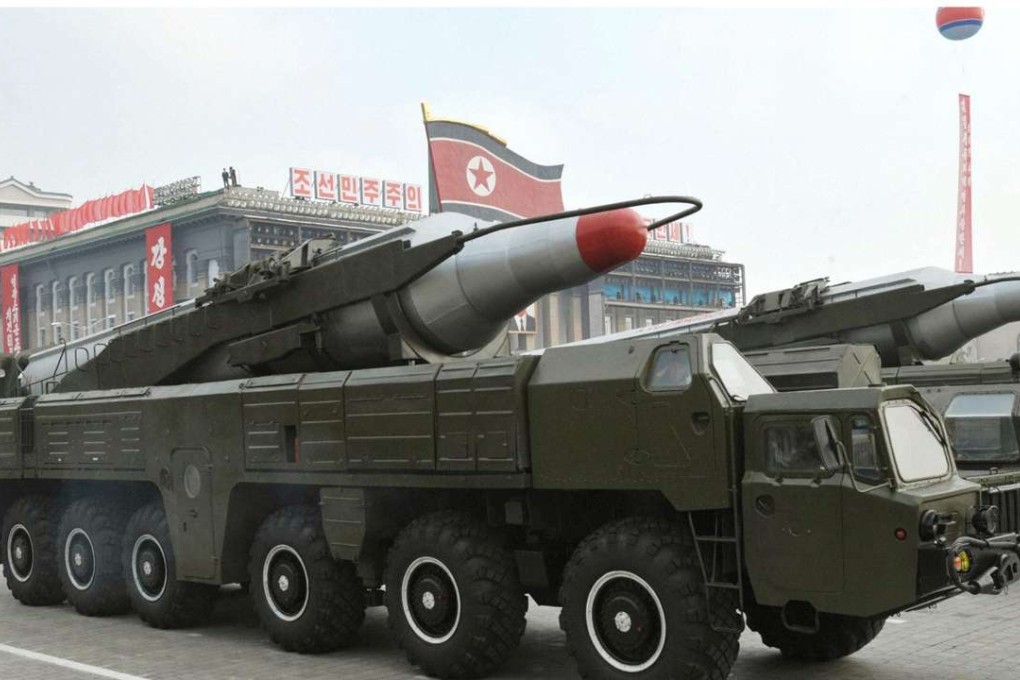 a 'Musudan' missile displayed during a military parade marking the 65th anniversary of the foundation of the Workers' Party of Korea, in Pyongyang, North Korea. Photo: EPA