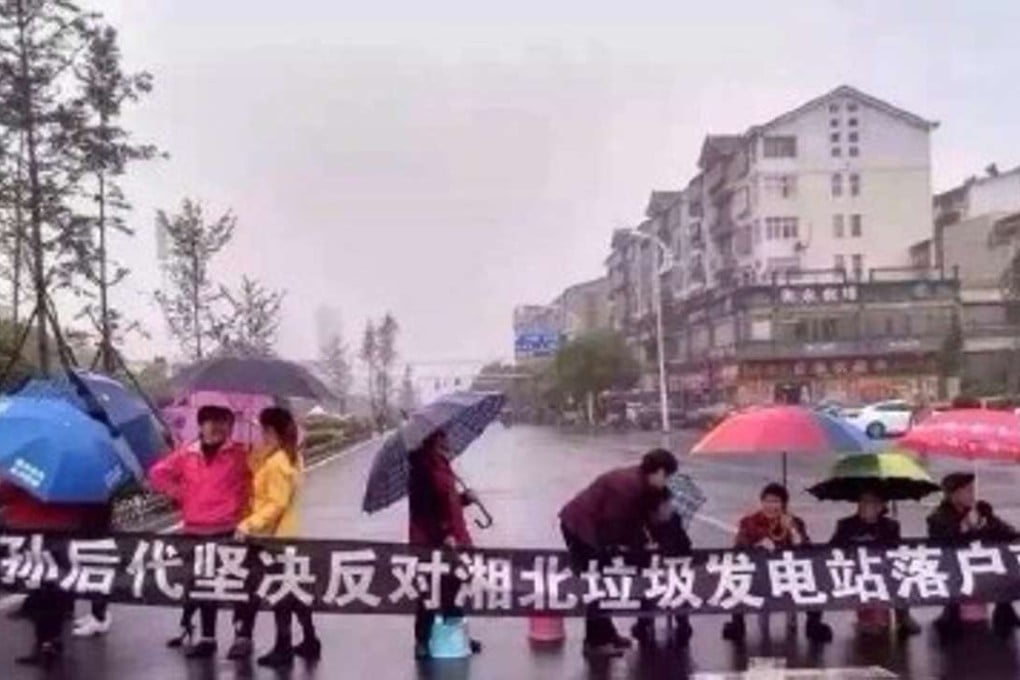 A photo posted online purportedly shows residents in Nan county, in the central Chinese province of Hunan, demonstrating earlier this week. Photo: SCMP Pictures