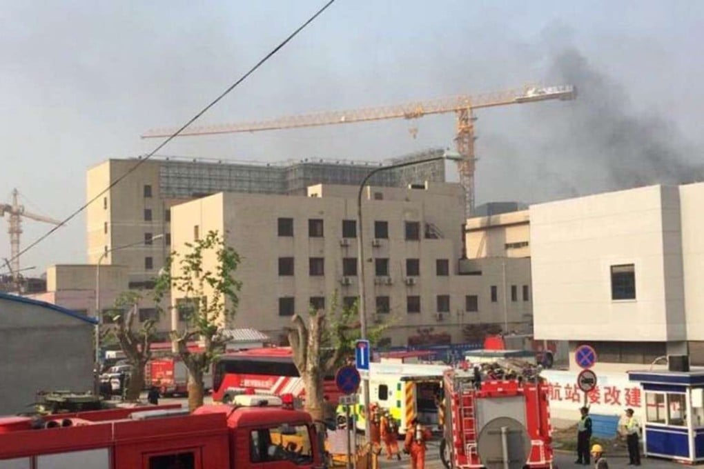 Scene of the blaze in Shanghai. Photo: SCMP Pictures