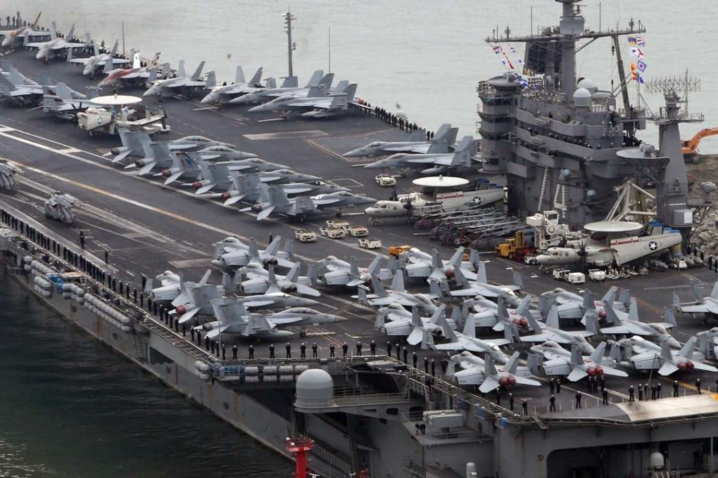 The USS John C. Stennis visits Busan in South Korea last month. Photo: EPA