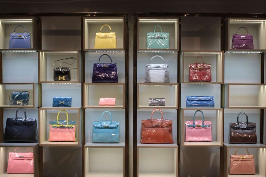 Lady's bags displayed at a shop in Admiralty. Photo: Bruce Yan