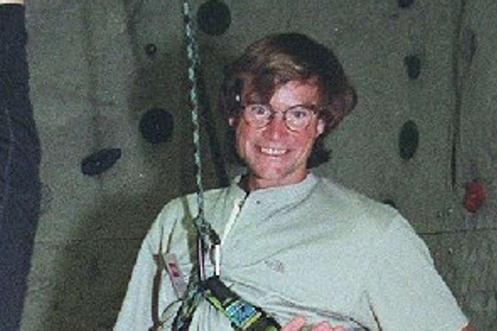 Mountain climber Alex Lowe at a rock climbing event at the YMCA in Tsim Sha Tsui in the 1990s. Photo: SCMP Pictures