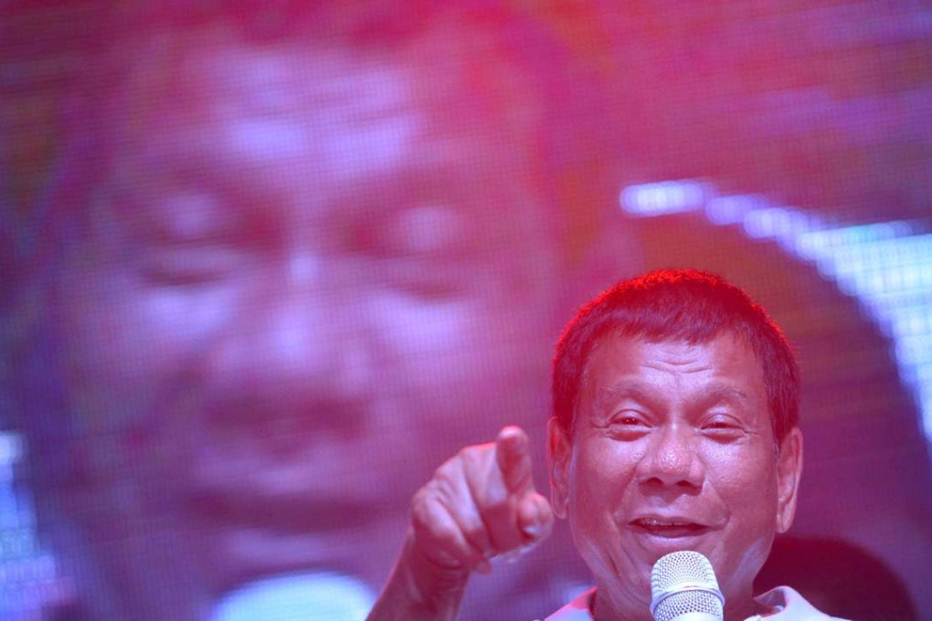 Philippine presidential candidate and Davao city mayor Rodrigo Duterte also he would ride a jet ski to a disputed island occupied by China and personally stake the Philippines’ claims. Photo: Reuters