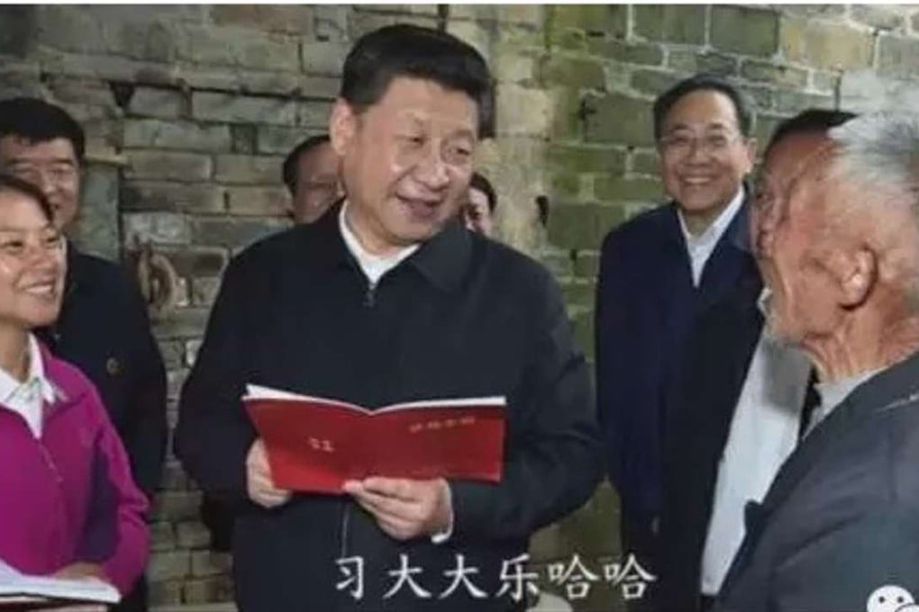A scene from the video, “Xi Dada comes to our home”, complete with lyrics, shows President Xi Jinping visiting the family of villager Wang Nengbao in Jinzhai county in Anhui on April 24. Photo: Xinhua