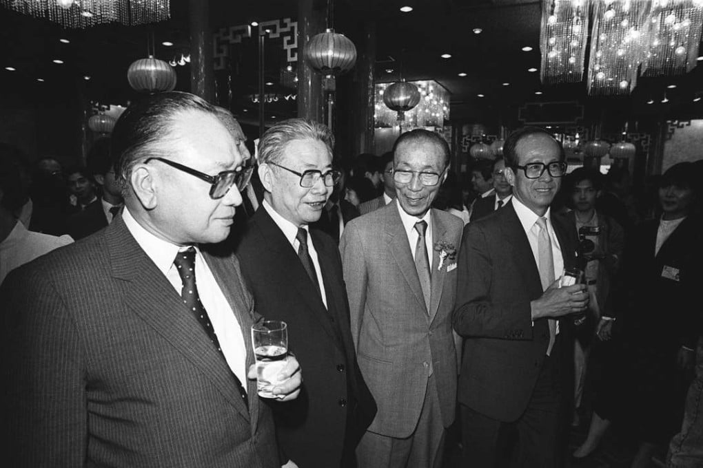 Maxim’s restaurants have hosted many events featuring the city’s business elite. In this archive photograph, (from left) Deacon Chiu Te Ken of Asia Television, Xu Jiatun of Xinhua News Agency, Sir Run Run Shaw of Television Broadcasts, and Li Ka-Shing of Cheung Kong Holdings at the 20th birthday celebration of TVB at Maxim's Palace Restaurant. Photo: Chu Ming-hoi