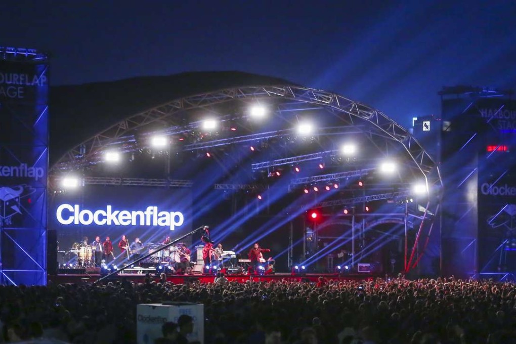Earth, Wind & Fire on stage at Clockenflap 2015 on the West Kowloon Cultural District site. Photo: Jonathan Wong