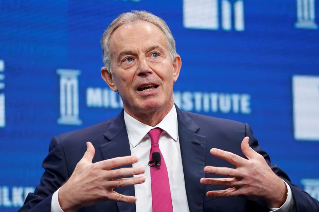 Former British prime minister Tony Blair speaking in Beverly Hills, California. Photo: Reuters