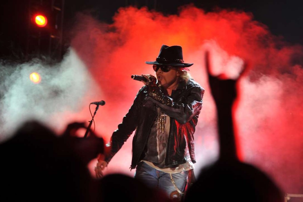 File photo of Axl Rose of US rock band Guns N' Roses performing in Bangalore in 2012. Photo: AFP