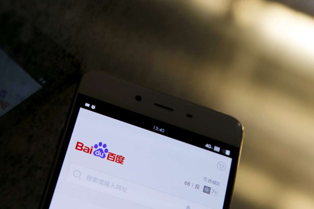 A smartphone showing the Baidu browser application. Photo: Reuters