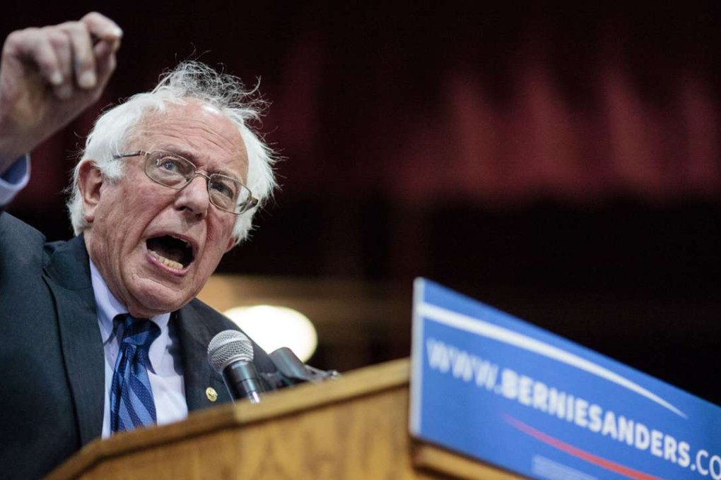 US Democratic presidential candidate Bernie Sanders addresses a campaign rally in Salem, Oregon, on Tuesday. Photo: AFP
