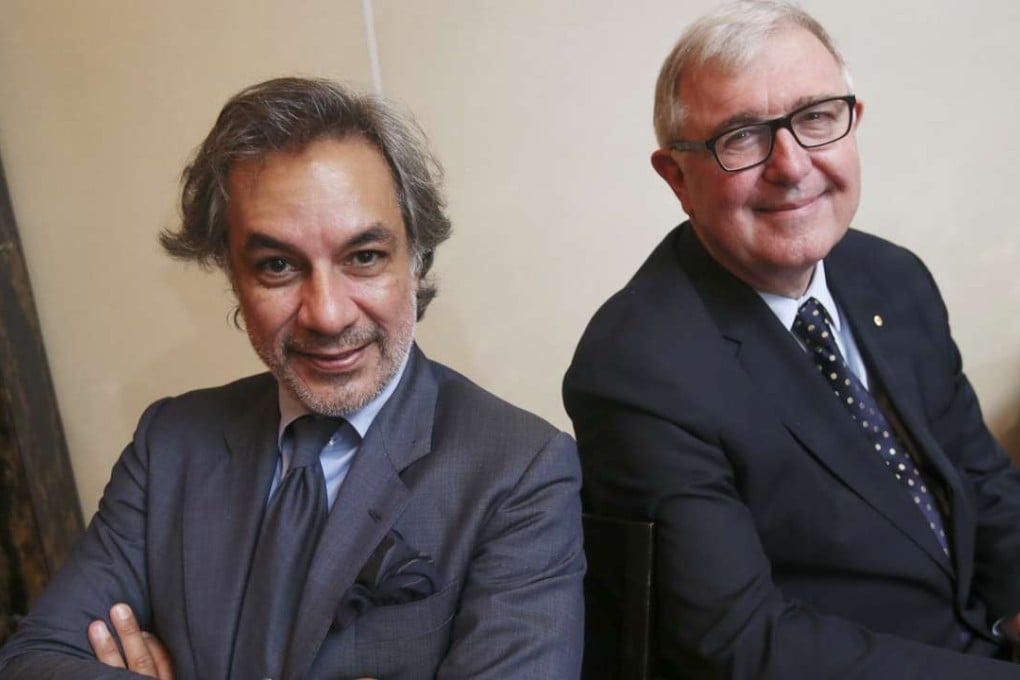 Aron Harilela (left) with Edward Byrne, principal of King's College London. Photo: David Wong