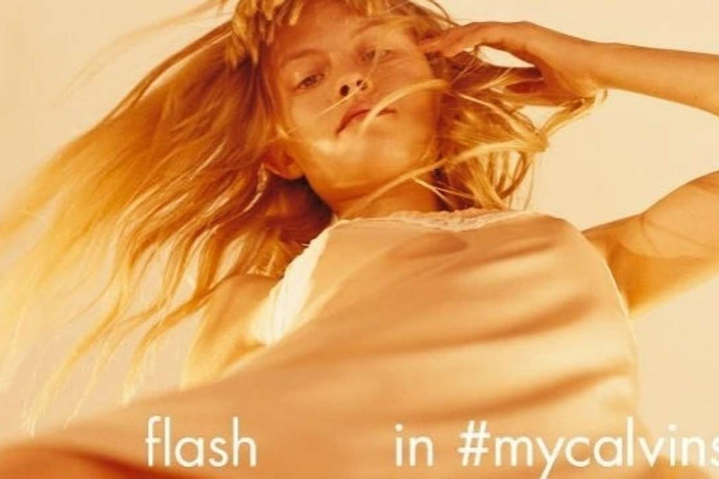 Danish actress Klara Kristin is seen in this cropped version of a photograph advertising Calvin Klein underwear on social media. Photo: Instagram / Calvin Klein