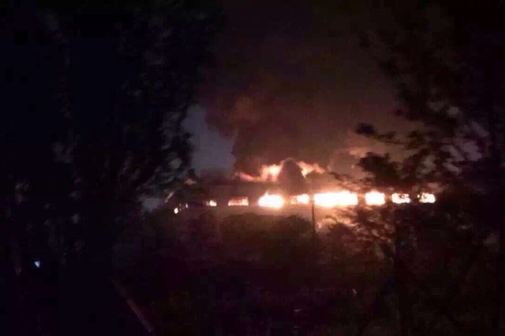 The jet crashed into a sewing machine factory in Taizhou, Zhejiang Province. Photo: SCMP Pictures