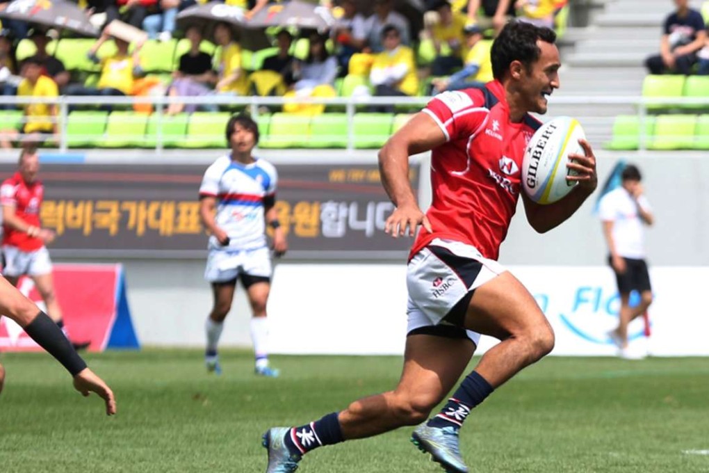 Hong Kong's Ben Rimene collects his chip and chase to score the game-winner against South Korea. Photo: Kenji Demura/RJP