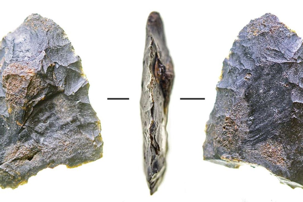A 12,600-year-old stone knife found at the Page-Ladson site in Florida. Photo: Texas A&M University