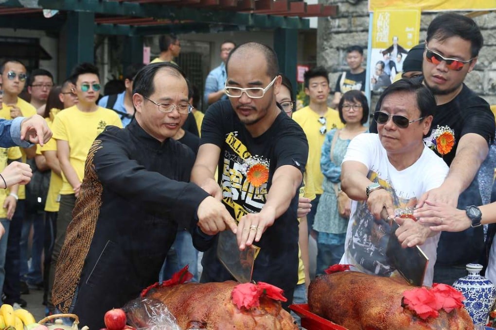 Dr Horace Chin Wan-kan (L), with Wong Yeung-tat from Civic Passion and radical lawmaker Wong Yuk-man at Sunday’s opening ceremony Photo: K. Y. Cheng