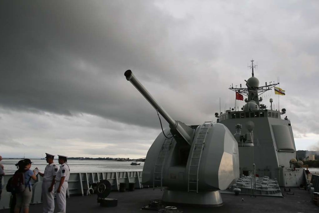 China's "Lanzhou" guided-missile destroyer, which took part in Asean maritime exercises in Brunei. Photo: Xinhua