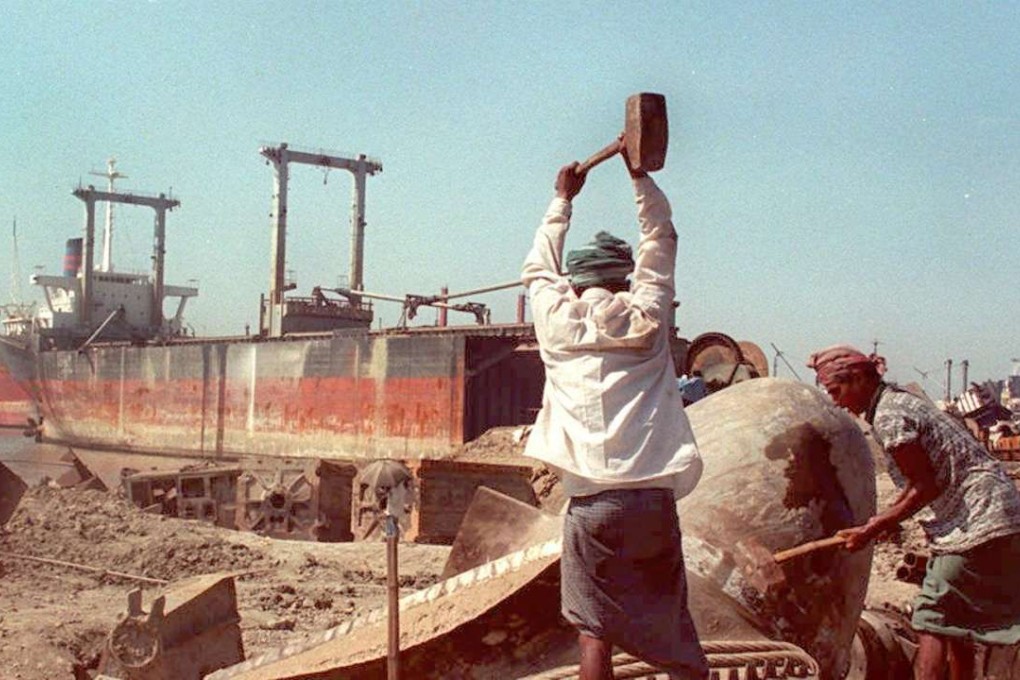Two men at a ship-breaking yard in Chittagong in Bangladesh. A crucial section of Tahmima Anam’s brilliant new novel is set in such a place. Photo: AFP