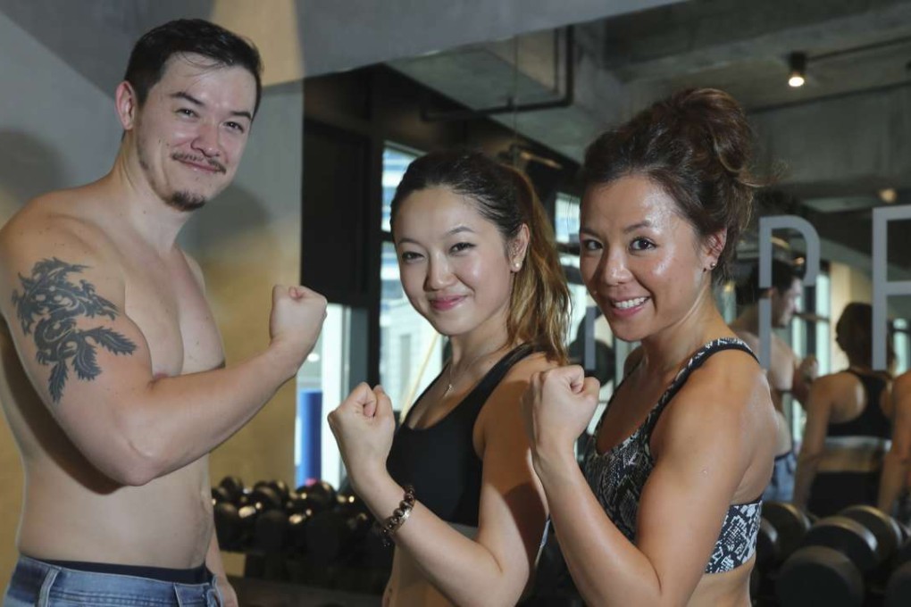The #TopfitMorning Challenge participants (from left) Lee Tsui, Elizabeth Wu and Janice Lee at Top Fit in Central. Photos: Bruce Yan