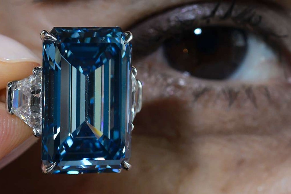 The Oppenheimer Blue, a rare fancy vivid blue diamond weighing 14.62 carats, could become the most expensive cut diamond in the world, according to auctioneers Christie’s. Photo: AFP