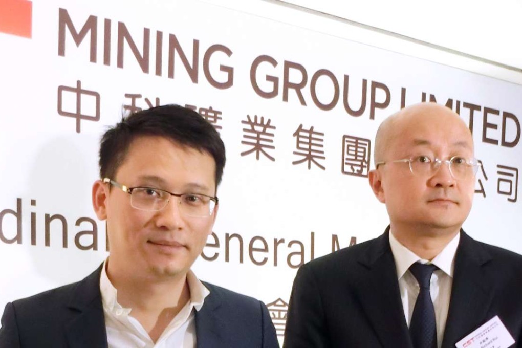 Chen Weixing (left) and Richard Hui, executive directors of CST Mining Holdings. The company said it was changing its name to NetMind Financial Holdings. Photo: SCMP Handout