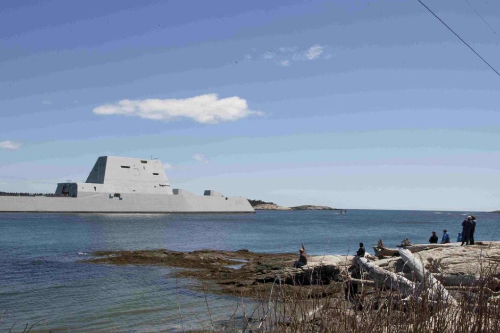 The guided-missile destroyer USS Zumwalt departs Bath, Maine to conduct sea trials on April 20,. Photo: Reuters