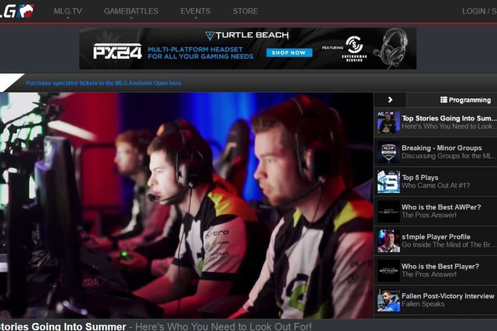 MLG.TV lively broadcasting an e-sports competition on its website.