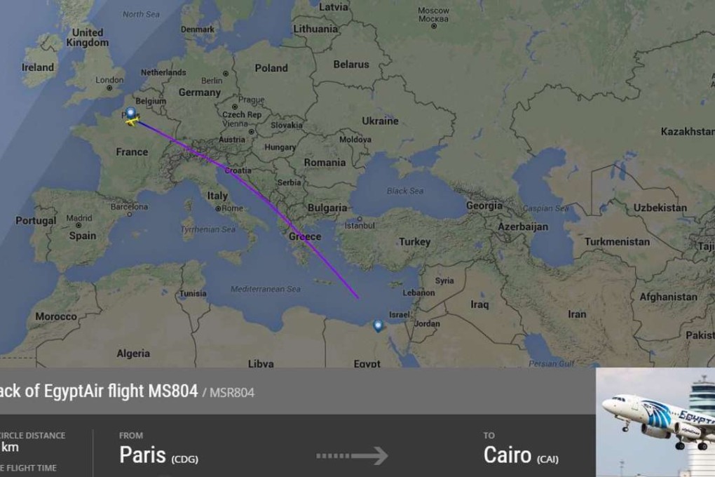 The flight path of missing EgyptAir flight MS804. Photo: Flightradar24