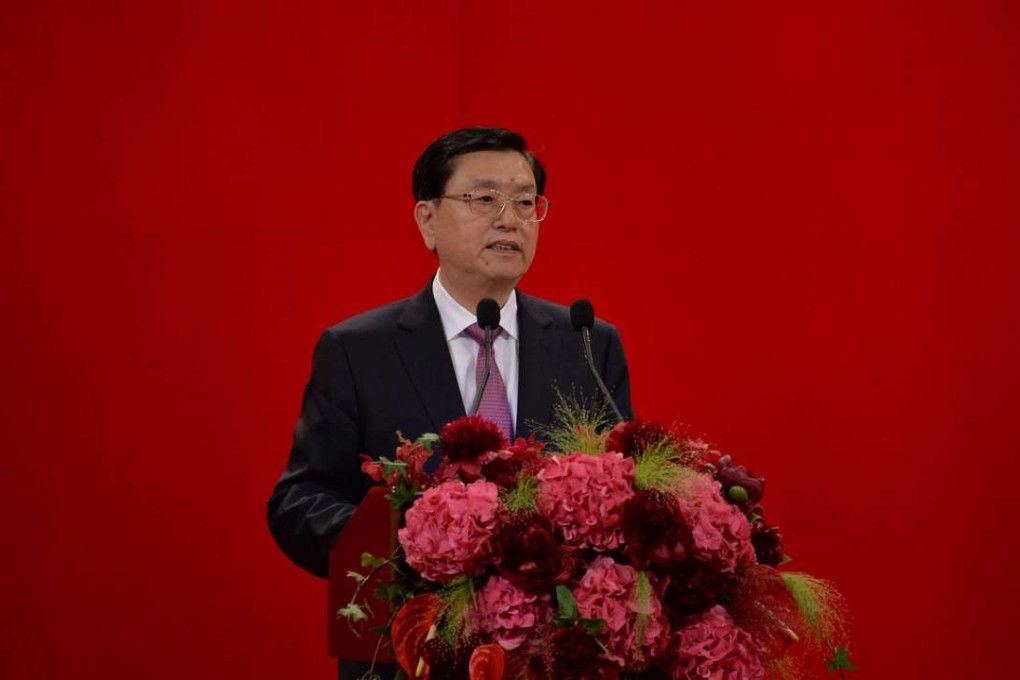 Zhang Dejiang speaks during the welcome banquet hosted by the Hong Kong government. Photo: SCMP Pictures