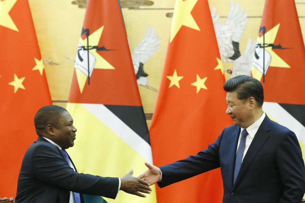 China's President Xi Jinping, right, and Mozambique's President Filipe Jacinto Nyusi shake hands at a signing ceremony at the Great Hall of the People in Beijing,on Wednesday. Photo: AP