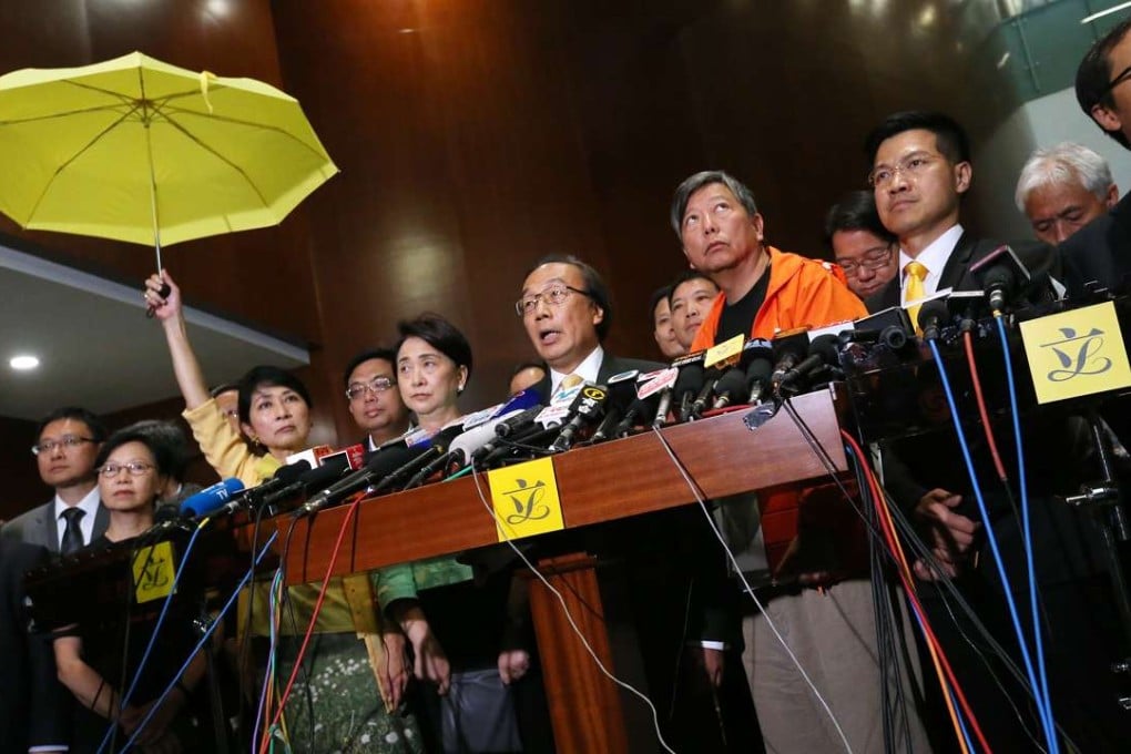 Pan-democracy legislators meet the press last year after the reform package was rejected. Photo: K. Y. Cheng