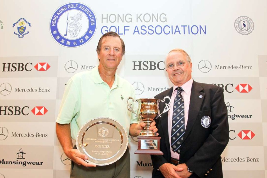 Doug Williams with his trophy after the Hong Kong Senior Close Amateur Championship at Fanling. Photo: Daniel Wong
