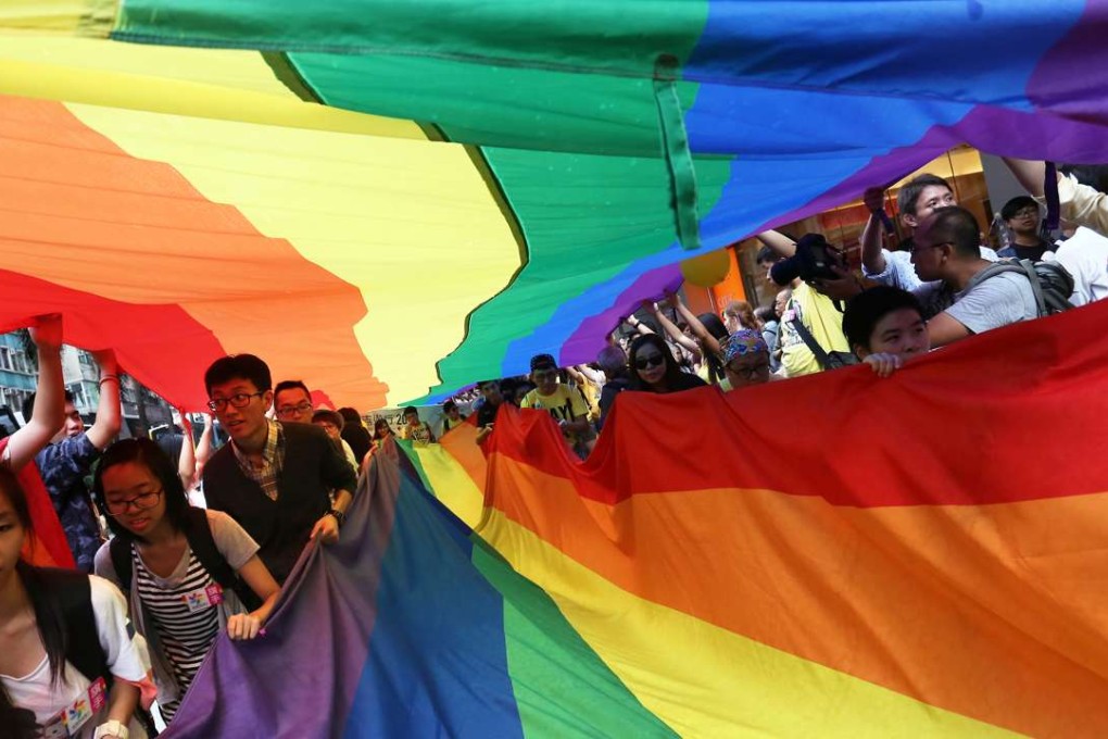 A gay pride parade last year in Hong Kong, where activists are much more outspoken. Photo: Jonathan Wong