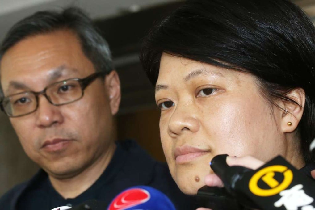 Zhang Jianhong (left) chief editor of Apple Daily, and Louise Wong, chief editor of Next Magazine, outside court. Photo: Dickson Lee