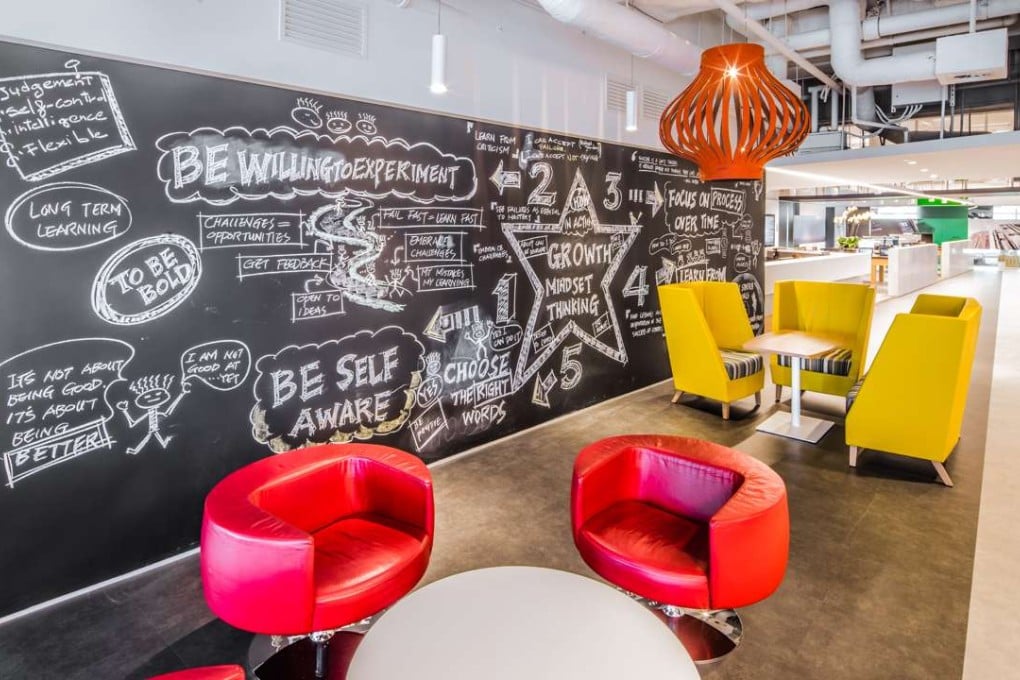 This handout image shows Creative Blackboard and Café Area on 15/F of Microsoft's office in Hong Kong. Photo: Courtesy of Microsoft Hong Kong