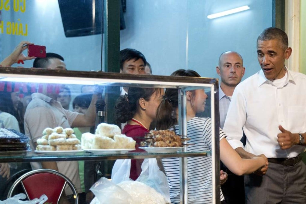 President Barack Obama after dinner in Hanoi. Photo: AP
