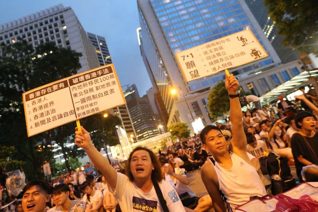 Protesters at a democracy rally in Hong Kong. Photo: David Wong