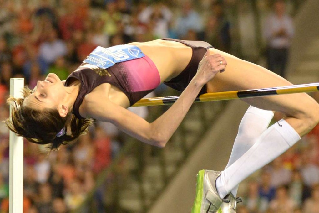 Anna Chicherova competes in the women’s high jump at Brussels’ King Baudouin stadium, Belgium. Photo: AP