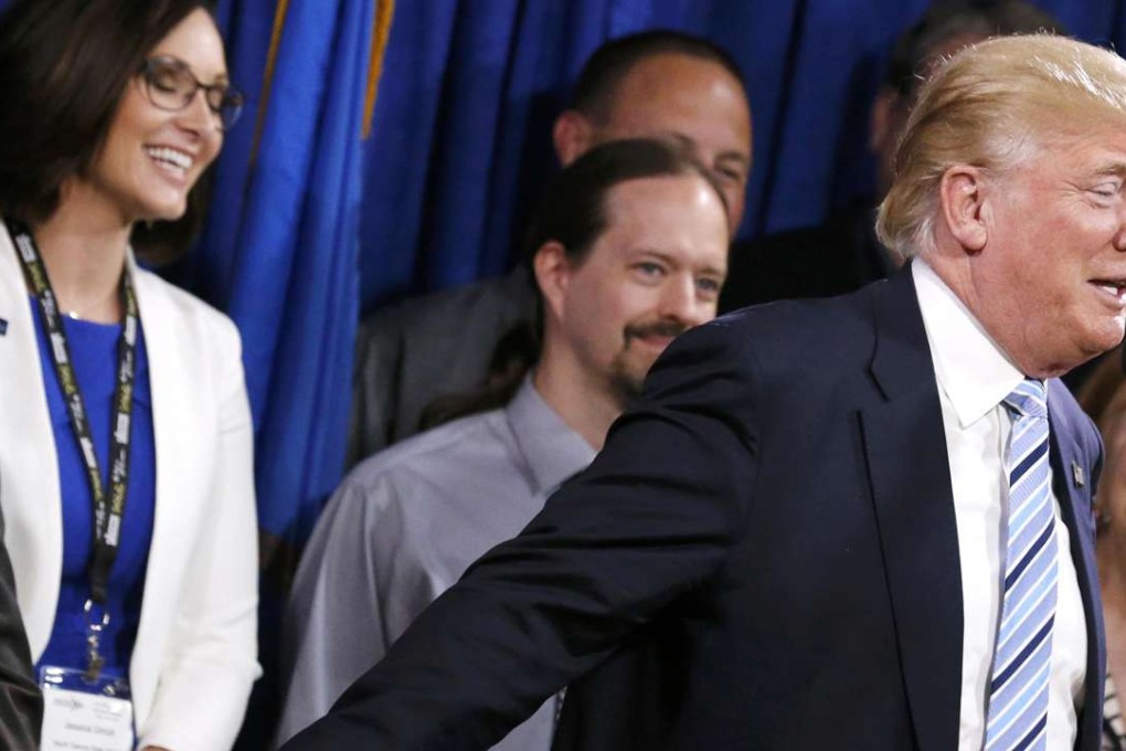 Republican presidential candidate Donald Trump speaks at a news conference in Bismarck, North Dakota where he has amassed enough delegates to win the nomination of his party. Photo: Reuters