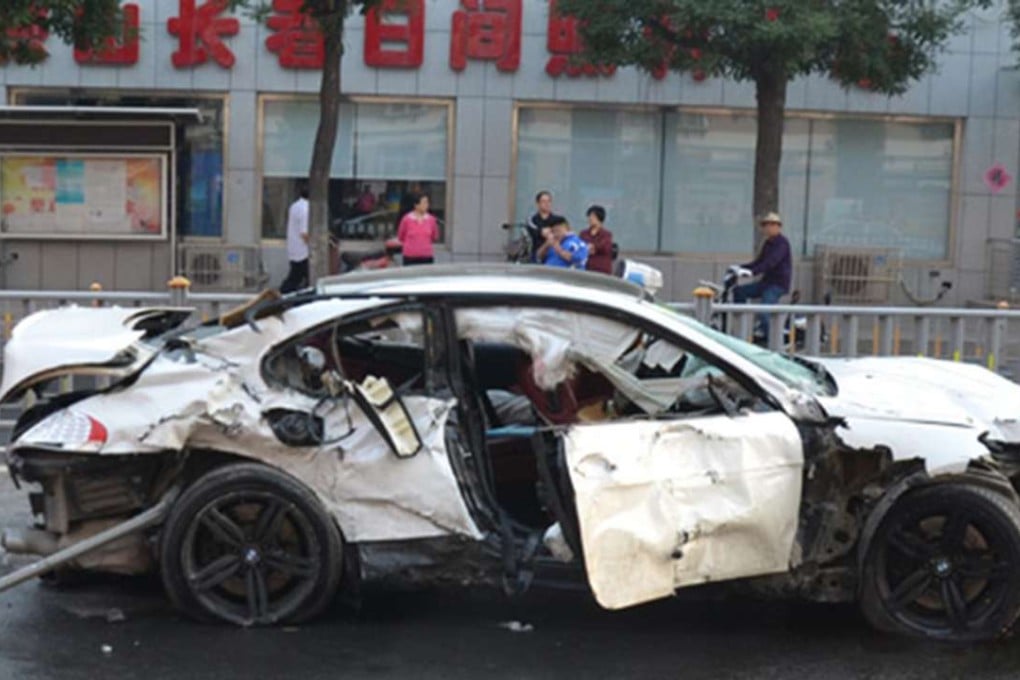 The wreck after the crash. One passenger was killed and two injured in the accident, but the drunk driver escaped unscathed. Photo: SCMP Pictures