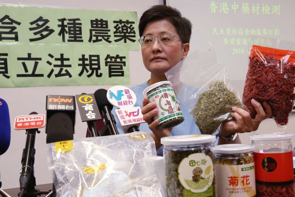Helena Wong displays some of the traditional Chinese medicine products. Photo: Nora Tam