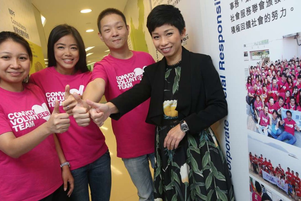 Rosetta Fong (far right) with Convoy volunteers (from left) Jocelyn Tsoi Suk-man, Vivian Hon Wai-yin and Kenwick Lau Cheuk-him. Photo: David Wong