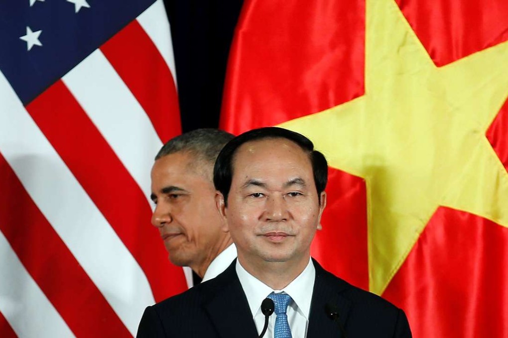 US President Barack Obama and Vietnamese President Tran Dai Quang hold a joint press conference in Hanoi on May 23, 2016. Closer ties between the two countries are a worry for China. Photo: AFP