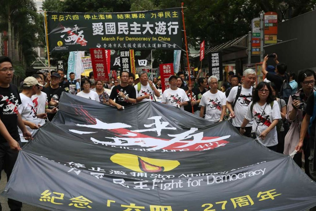 Protesters call on Beijing to vindicate the 1989 pro-democracy movement. Photo: Sam Tsang