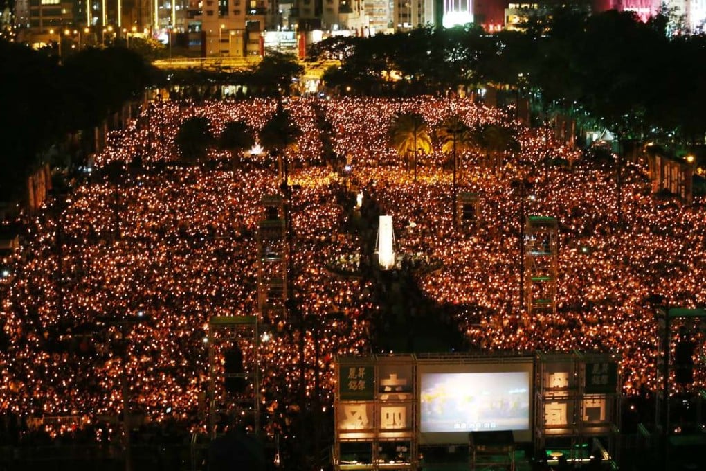 A record number of Hong Kong people turned up at Victoria Park in 2014 to commemorate the 25th anniversary of the Tiananmen crackdown. Photo: David Wong.