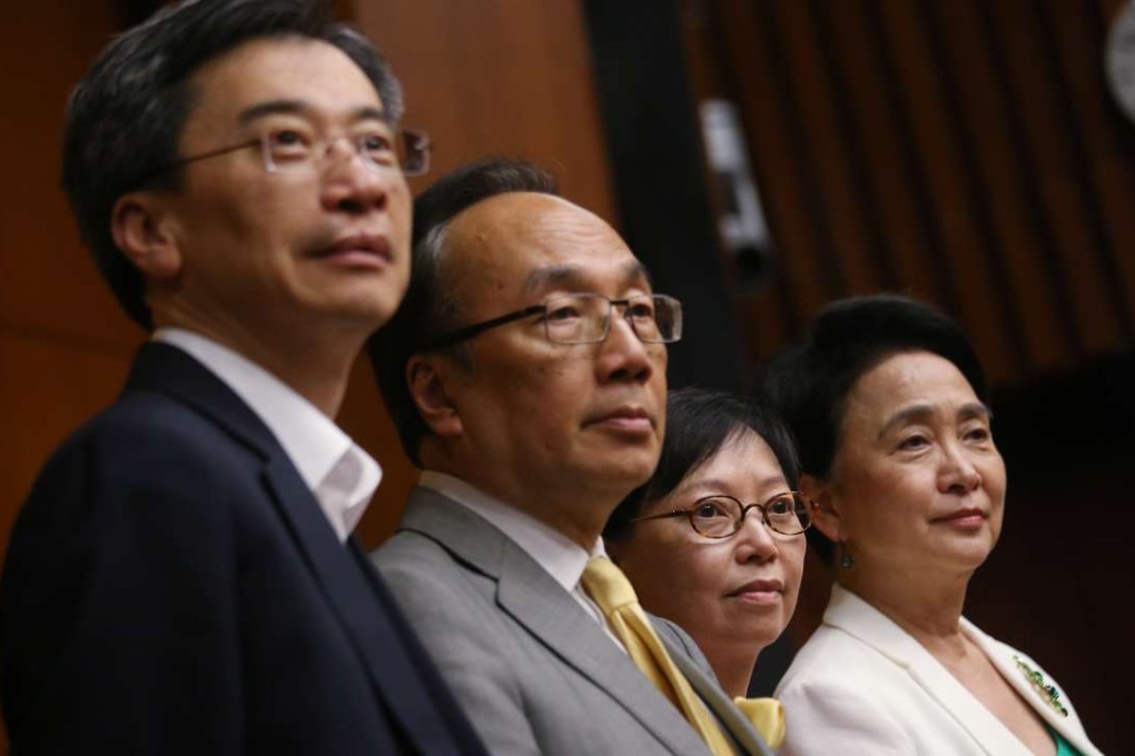 Pan-democrat lawmakers Joseph Lee, Alan Leong, Cyd Ho and Emily Lau seemed largely satisfied with their meeting with Zhang Dejiang. Photo: David Wong