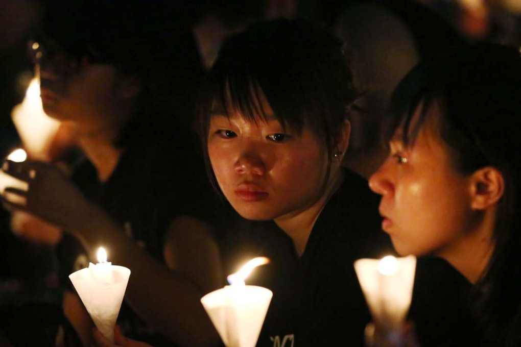 Each year, a candlelight vigil is held at Hong Kong's Victoria Park to mark the anniversary of the Chinese military crackdown on the pro-democracy movement in Beijing. Photo: Nora Tam