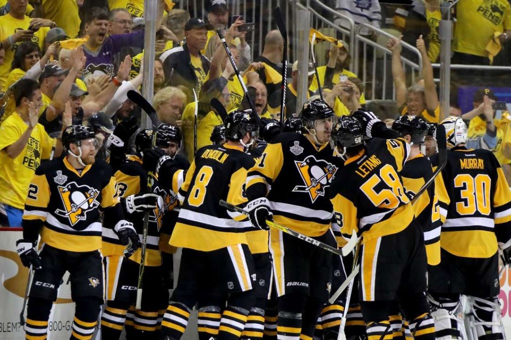 Pittsburgh Penguins’ Conor Sheary celebrates after scoring the game-winning goal to defeat the San Jose Sharks 2-1 in game two of the 2016 NHL Stanley Cup Finals. Photo: AFP
